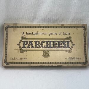 Vintage 1959 Selchow & Righter Parcheesi Gold Seal Edition Complete Board Game